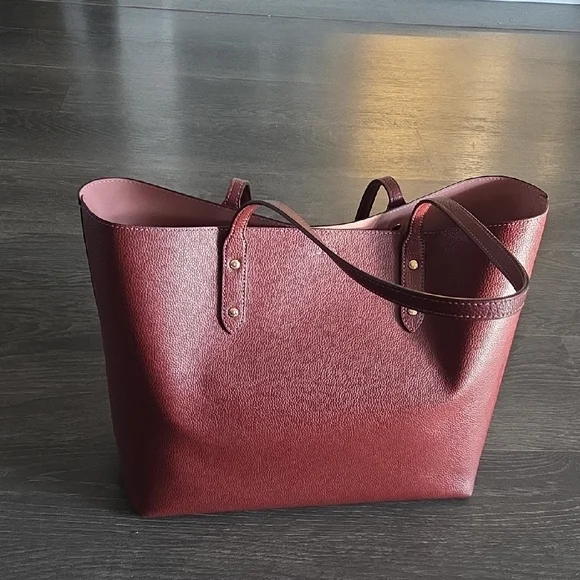 Coach Oversize Maroon Leather Tote - Picture 3 of 7